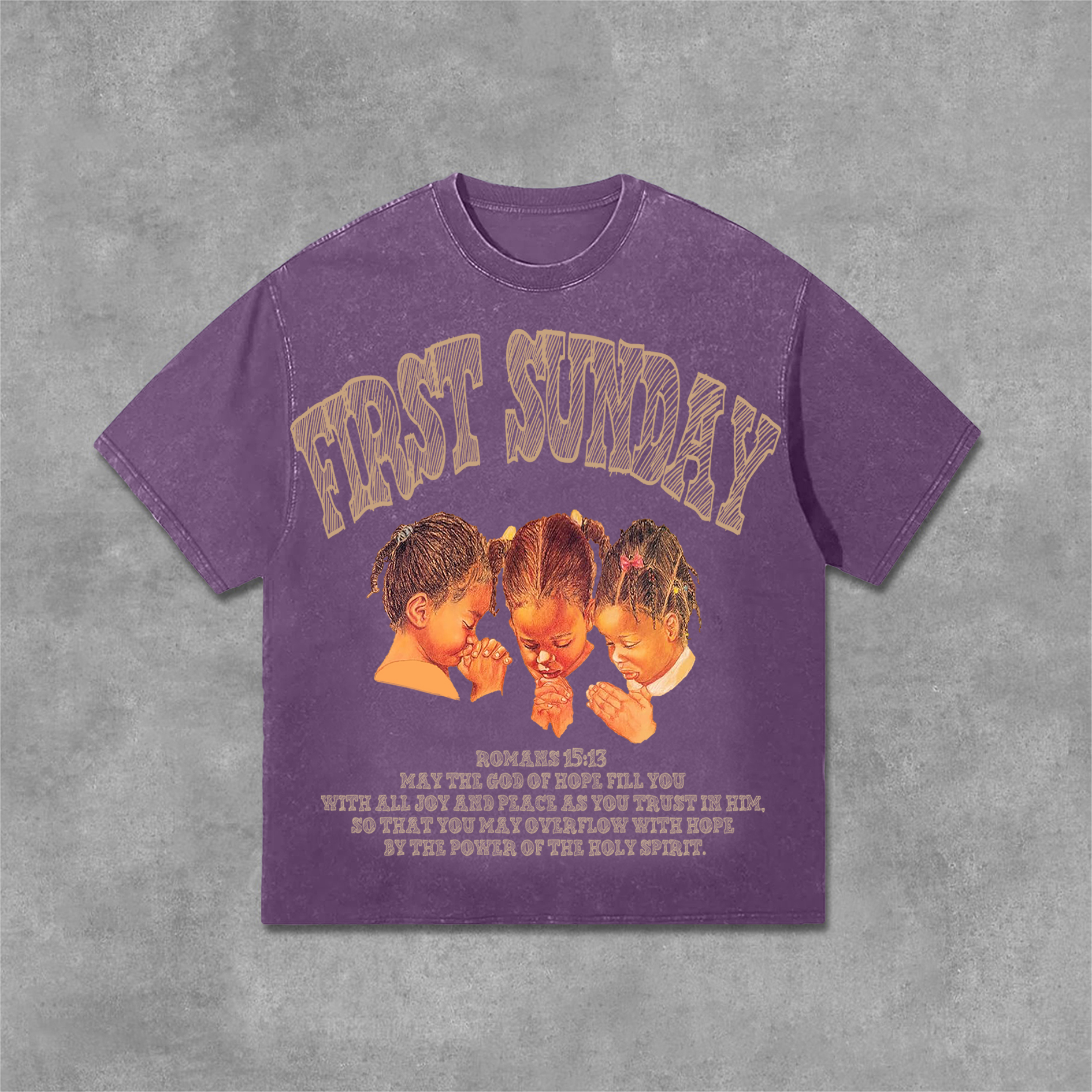 Hellxcity Retro First Sunday Faith Bible Graphic Print Washed T-Shirt | HellxCity 