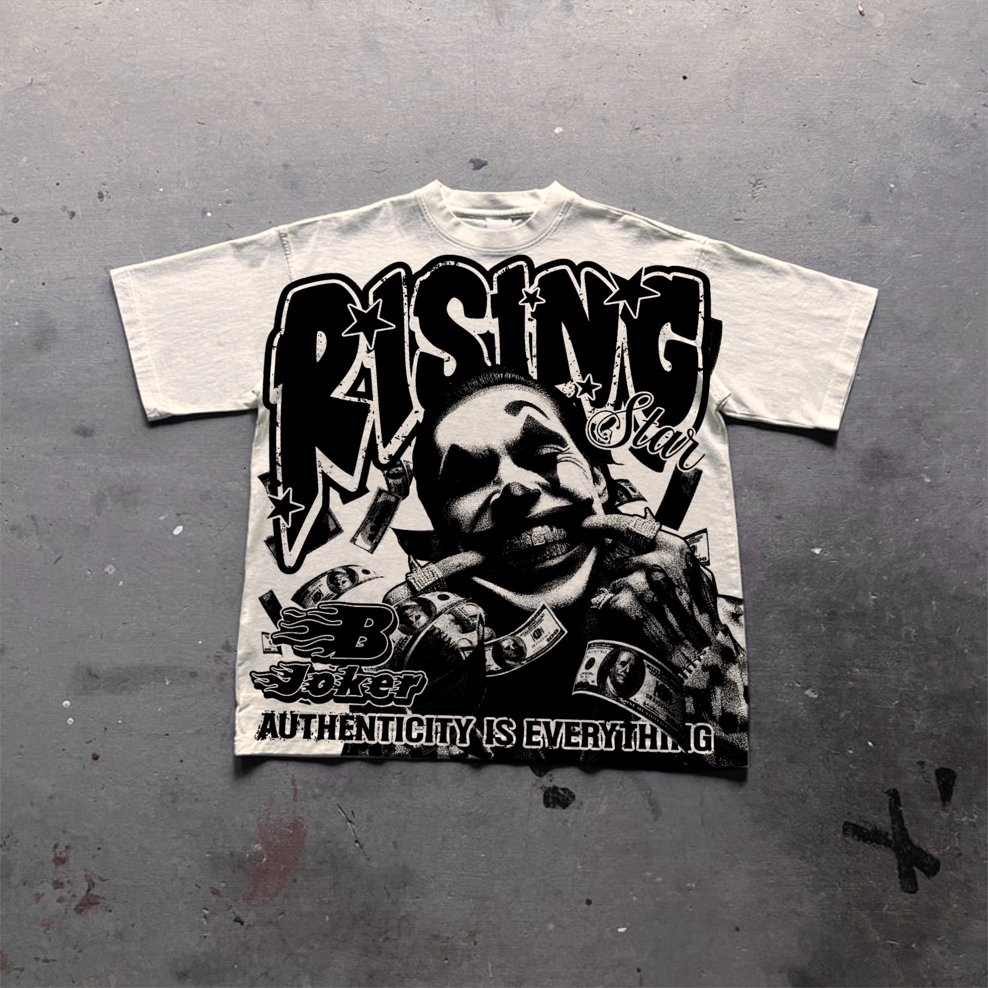 Hellxcity Joker Money On The Street Authenticity Is The Most Important Old Graphic T-shirt | HellxCity 
