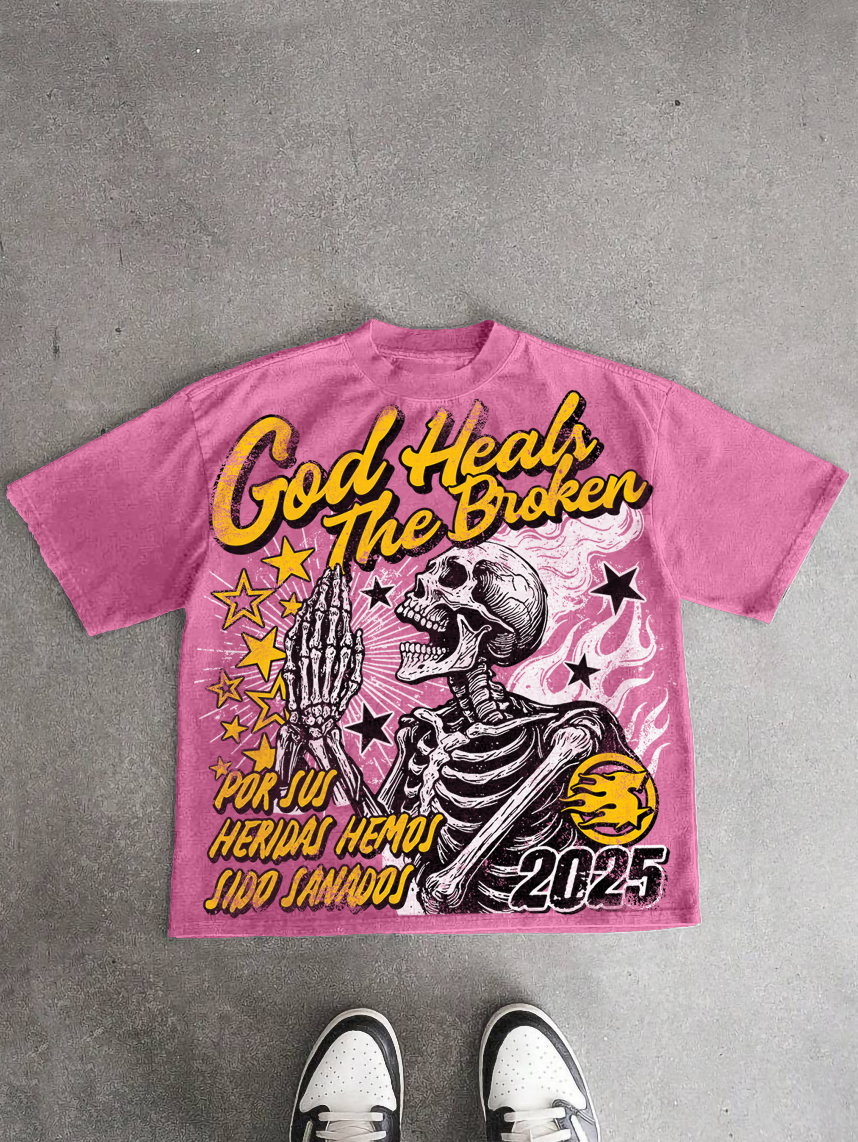 God Heals The Broken Vintage Graphic Acid Wash T-shirt | HellxCity 