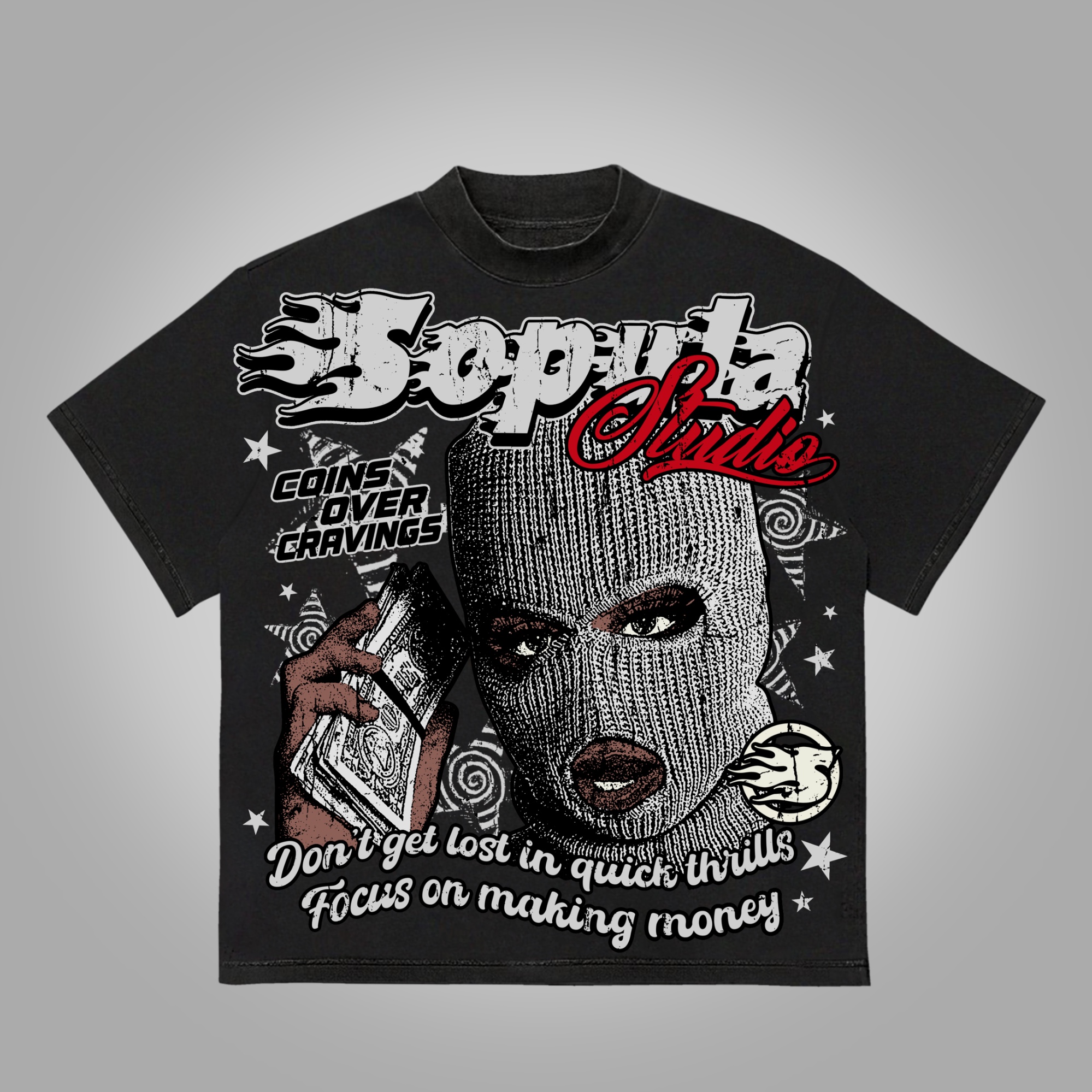 Hellxcity Studio Street Faith - Money Make Vintage Graphics Cotton T-Shirt | HellxCity 