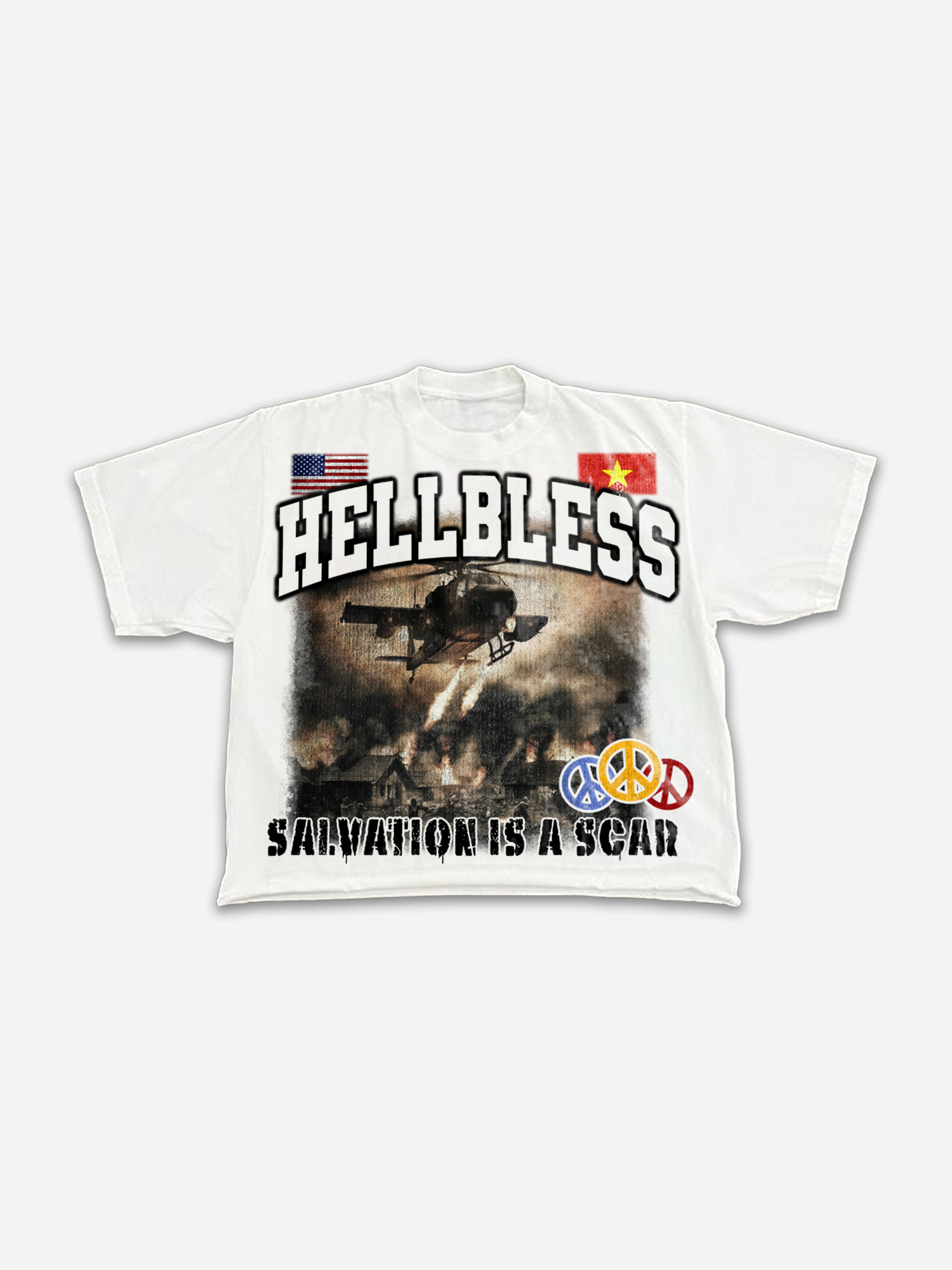 Hellbless Aged Vintage Warzone Graphic Cropped T-shirt | HellxCity | tee,Cropped T-Shirts