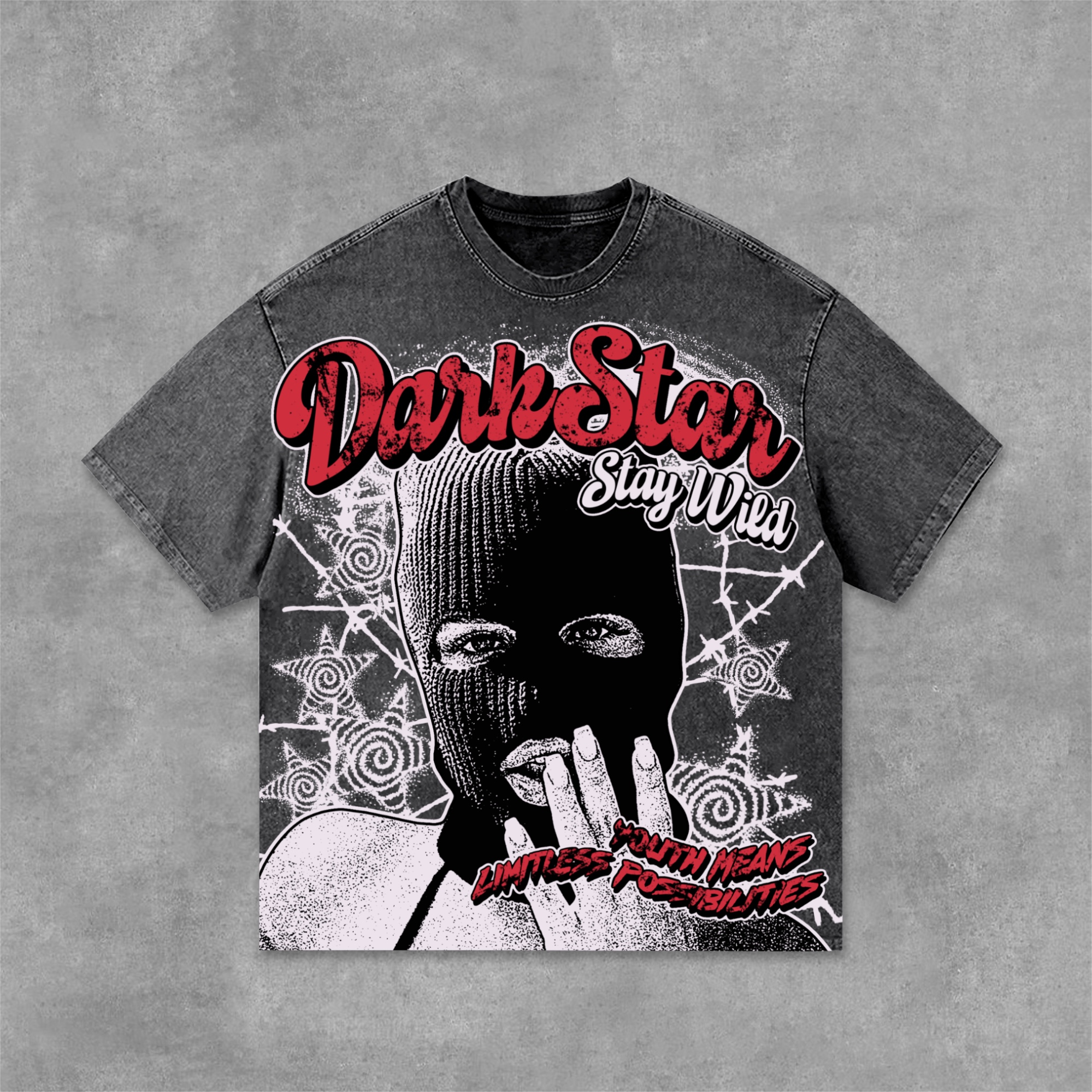 Hellxcity Darkstar - New Print Pattern - 'keep Wild' Washed T-Shirt | HellxCity 