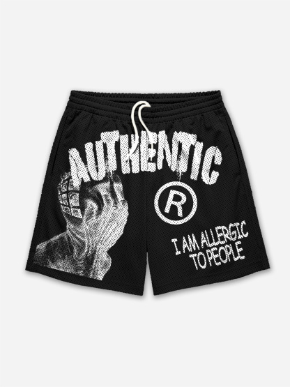 Men's I Am Allergic To People Graphic Print Mesh Shorts | HellxCity 