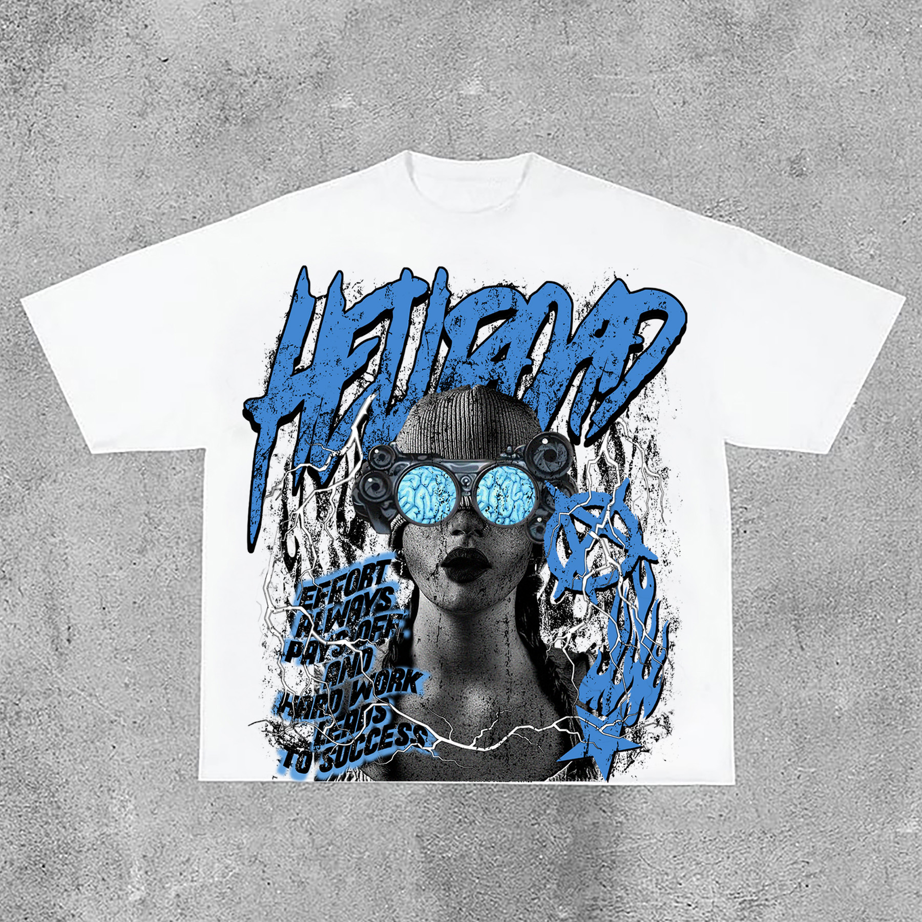 Hellxcity Hell Road Retro Fun Portrait Print Cotton T-Shirt | HellxCity 