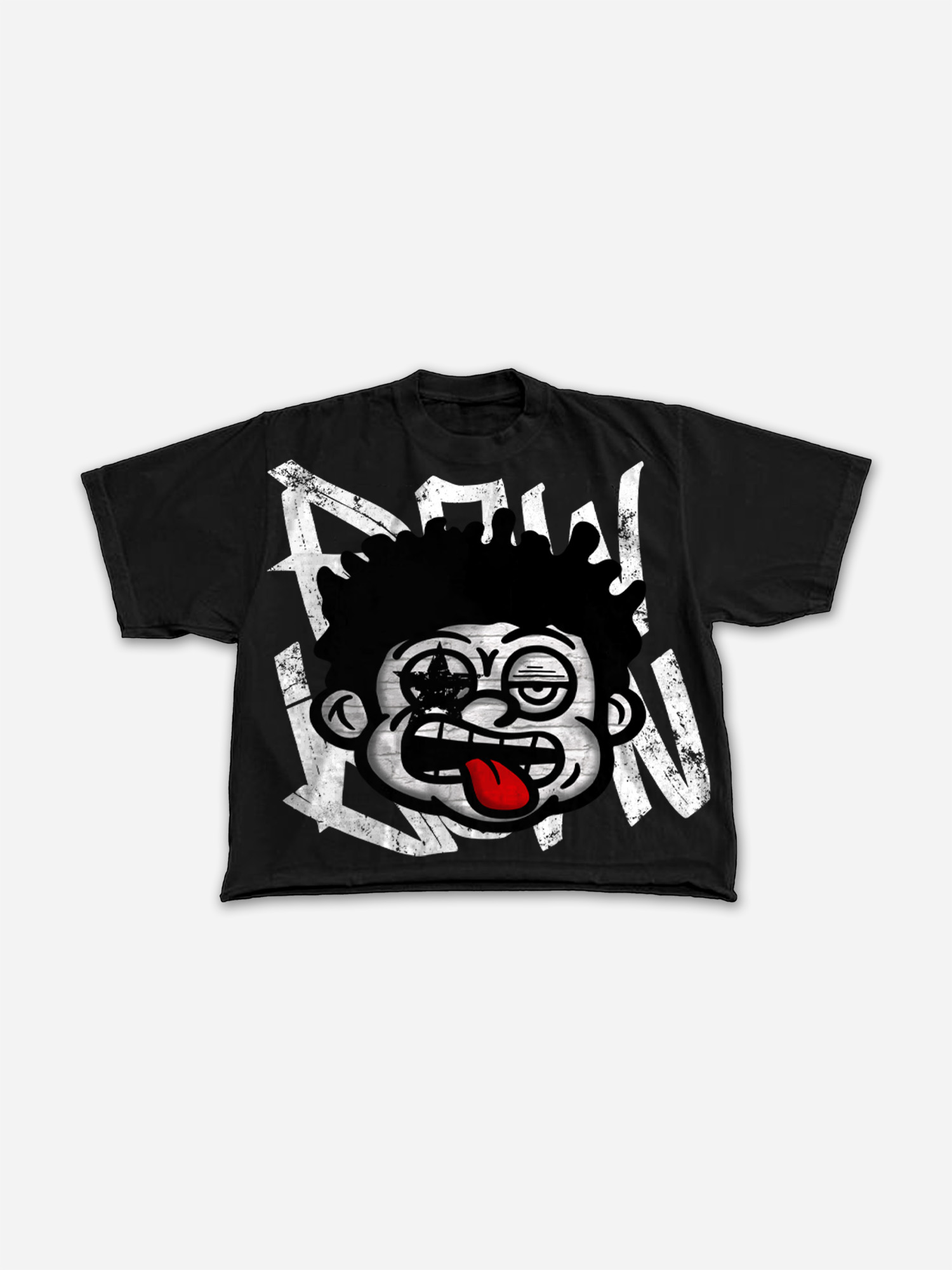 Big Face Retro Cartoon Graphic Cropped T-shirt | HellxCity | tee,Cropped T-Shirts