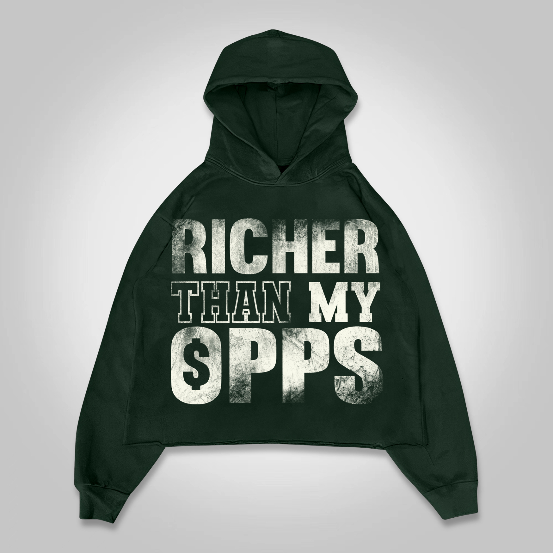 Hellxcity Richer Than My Opps Graphics Cropped Hoodie | HELLXCITY 