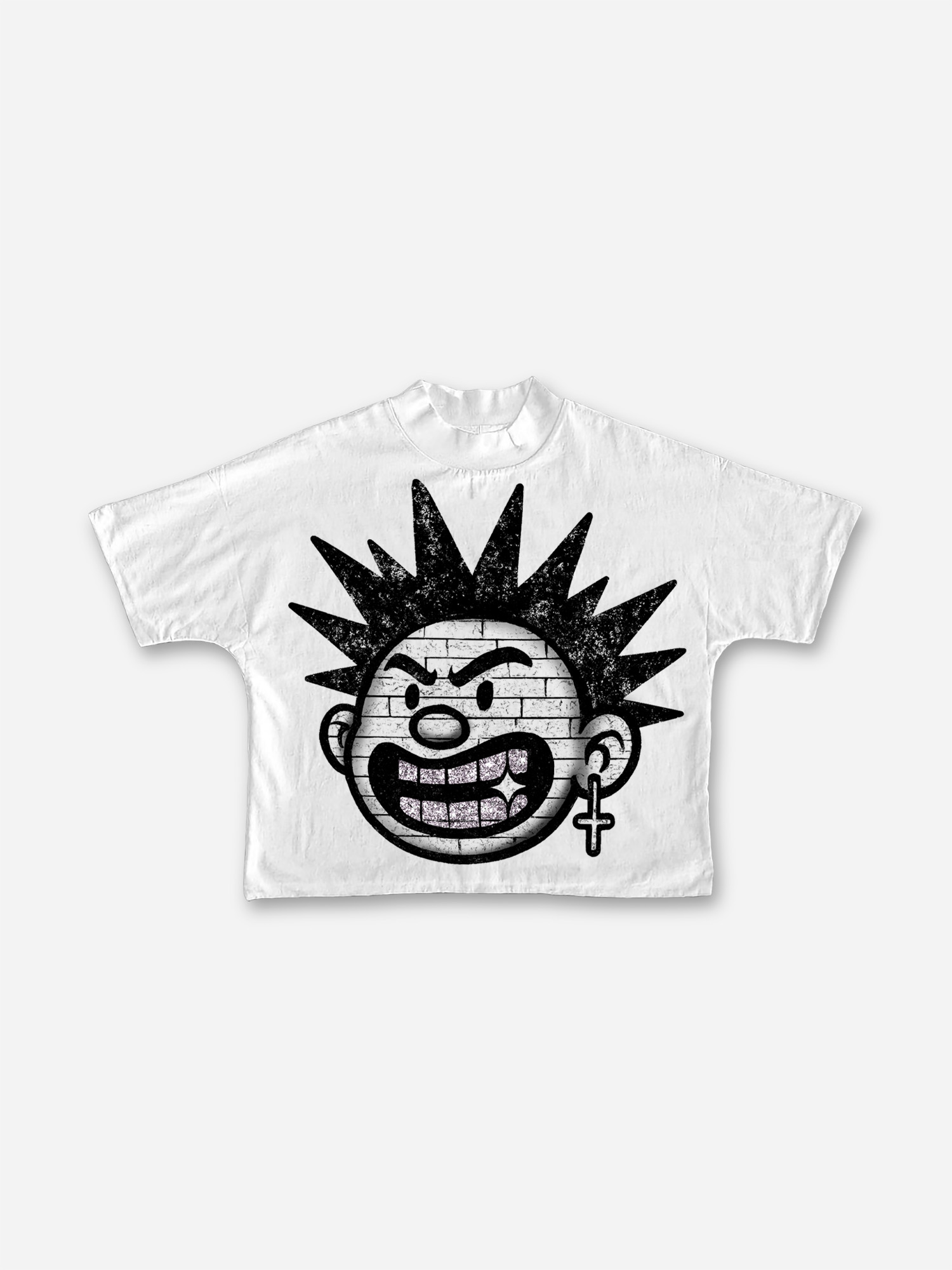 Explosive Hairstyles Vintage Cartoon Big Head Graphic Cropped T-shirt | HellxCity 