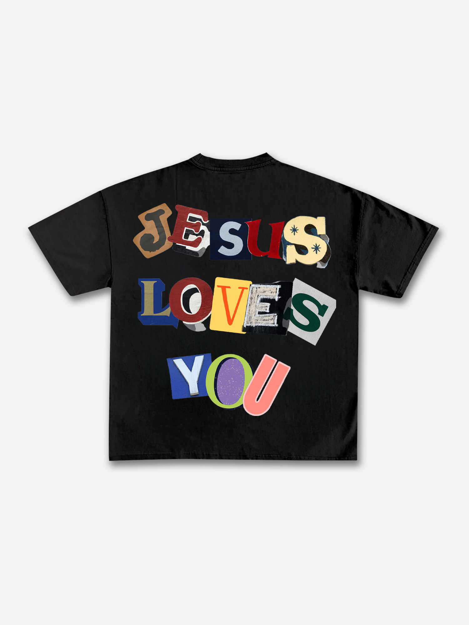 Jesus Loves You Collage Graphic Cotton T-shirt | HellxCity 