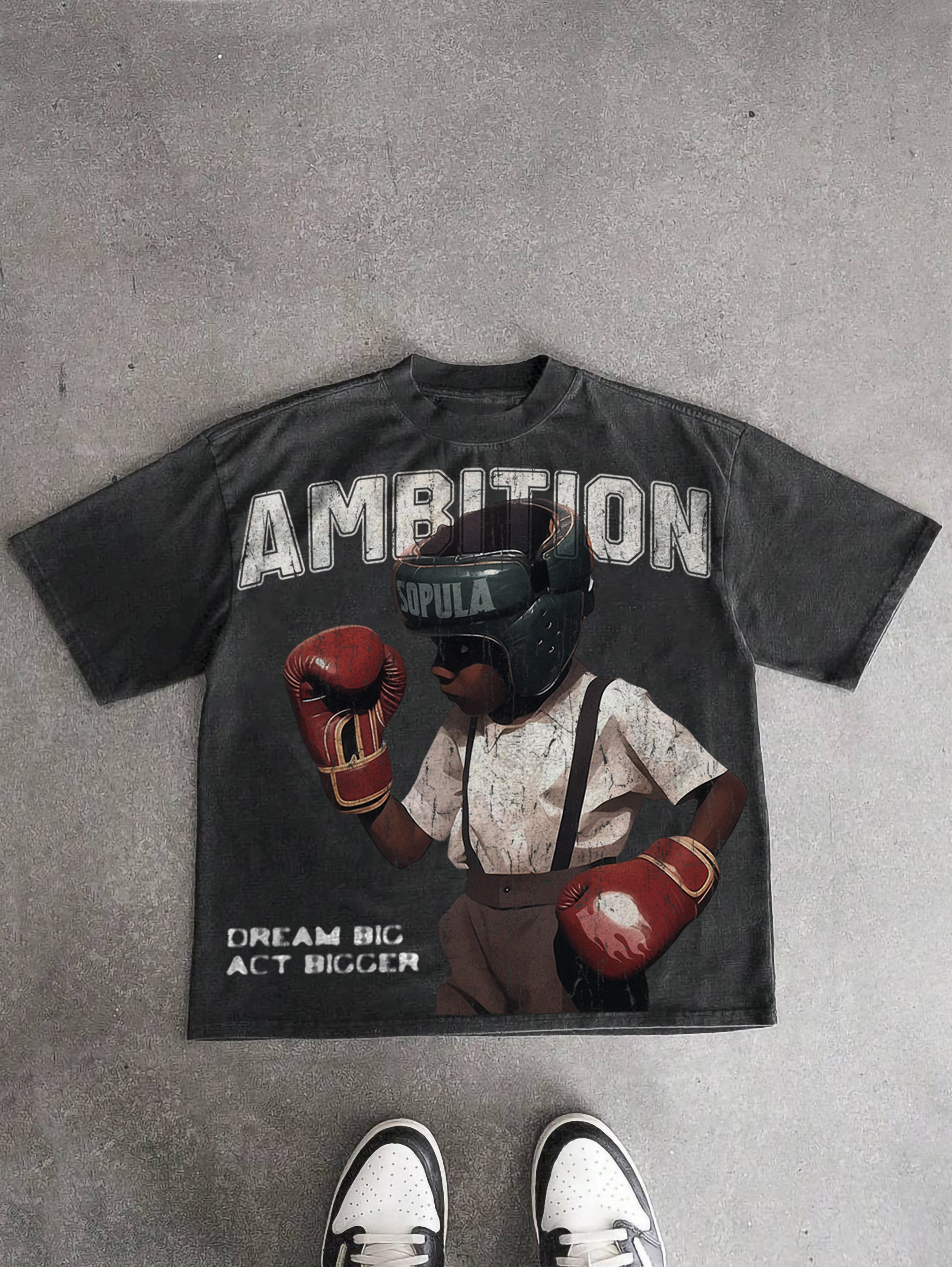 Boxer Follow Your Dream Retro Make Vintage Graphic Acid Wash T-shirt | HellxCity 