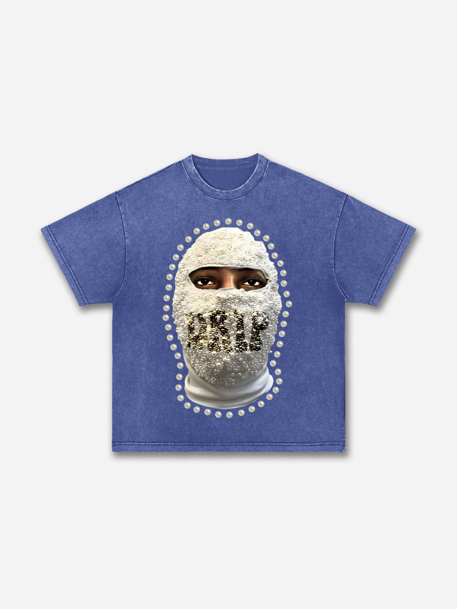 'drip' Street Gang Pearl Mask Graphic Acid Wash T-shirt | HellxCity 
