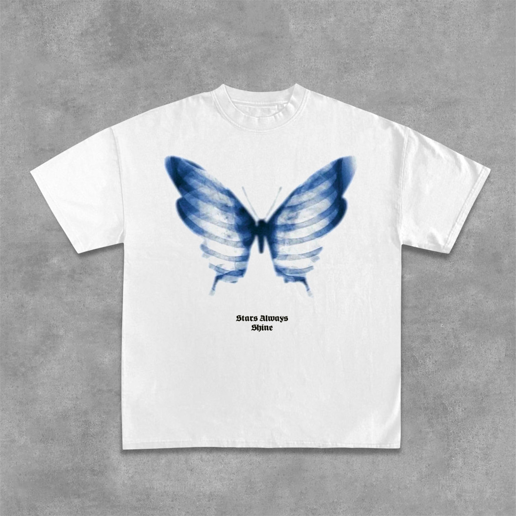 Hellxcity Cotton Shadow Skeleton Butterfly Short-Sleeved T-Shirt | HellxCity 