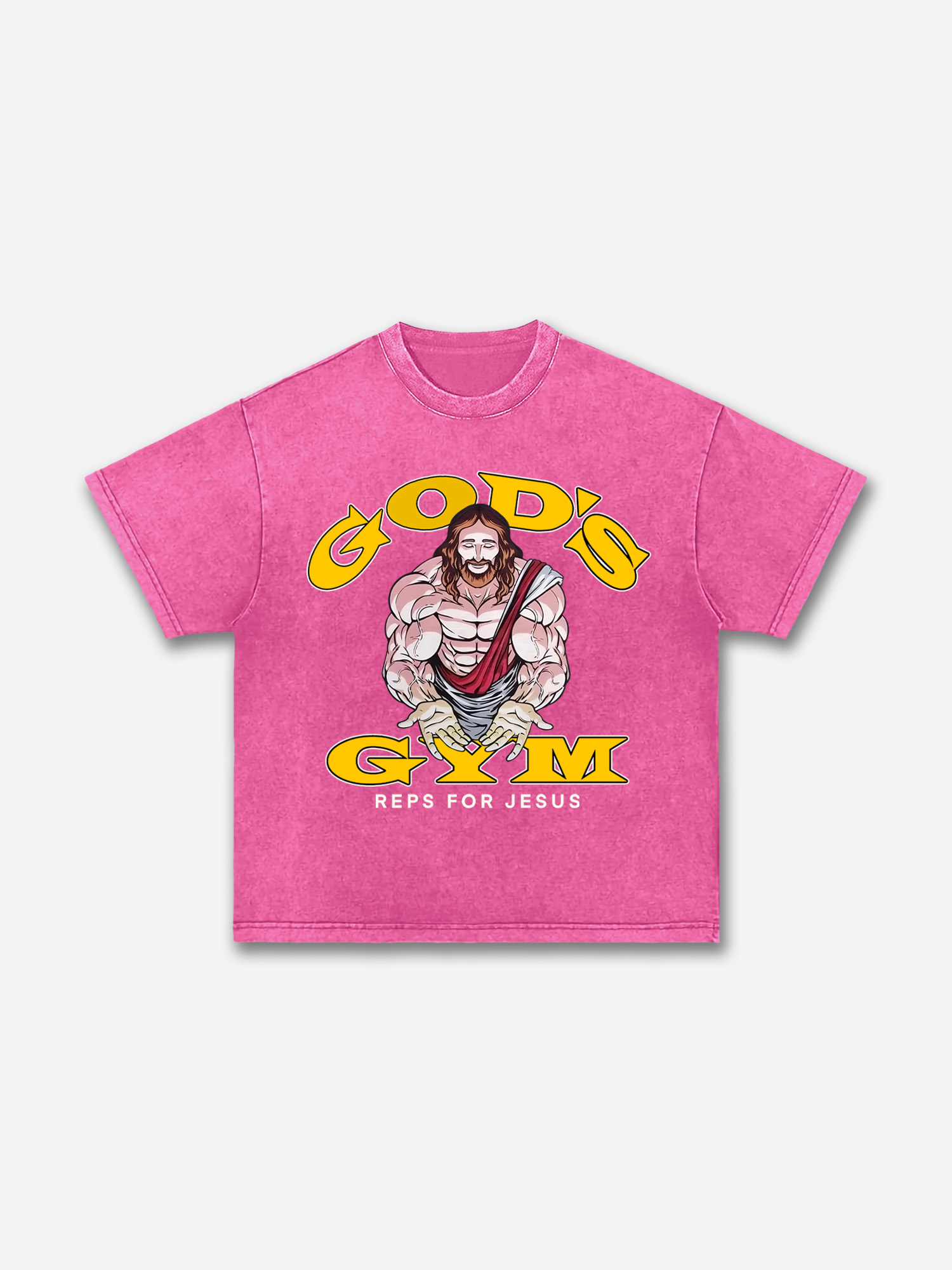 God's Gym Reps For Jesus Fitness Graphic Acid Wash T-shirt | HellxCity 