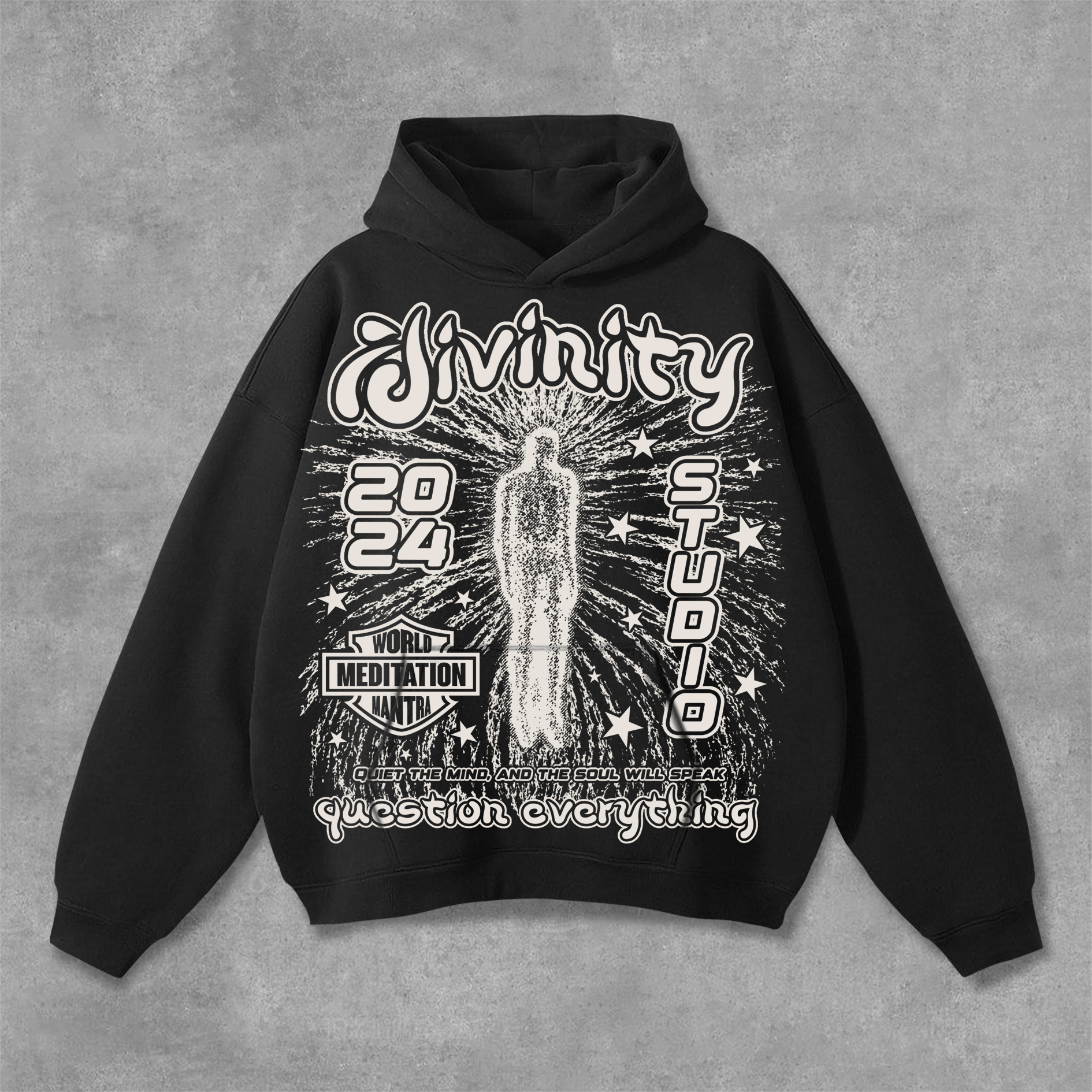 Hellxcity Divine Meditation No 88 Graphics Pocket Hoodie | HellxCity 