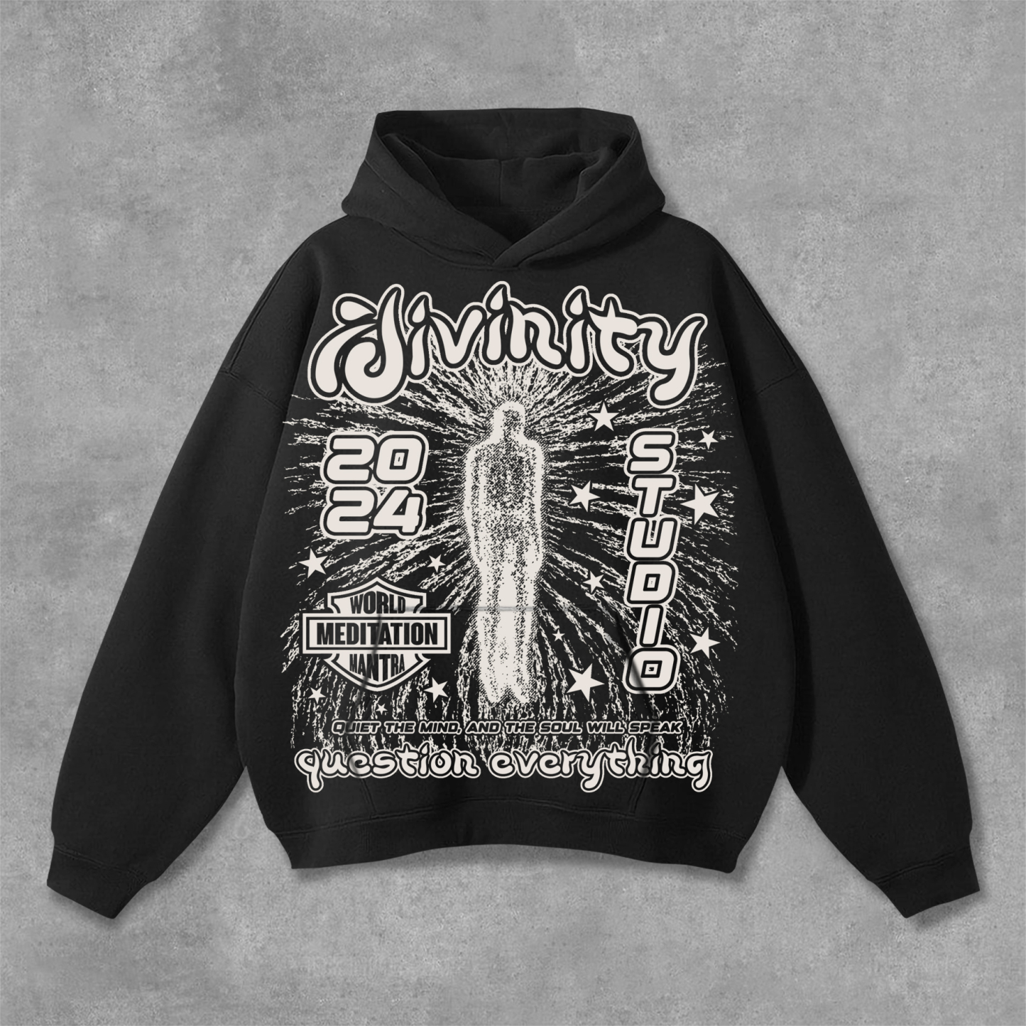 Hellxcity Divine Meditation No 88 Graphics Pocket Hoodie | HellxCity 