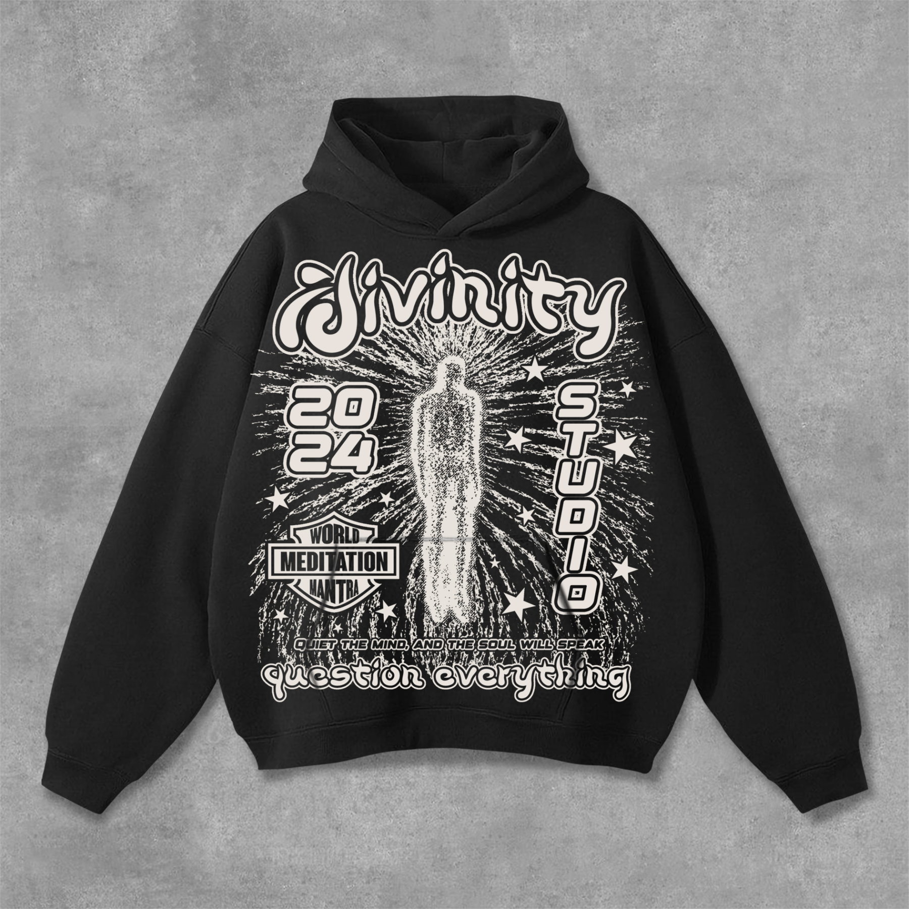 Hellxcity Divine Meditation No 88 Graphics Pocket Hoodie | HellxCity 