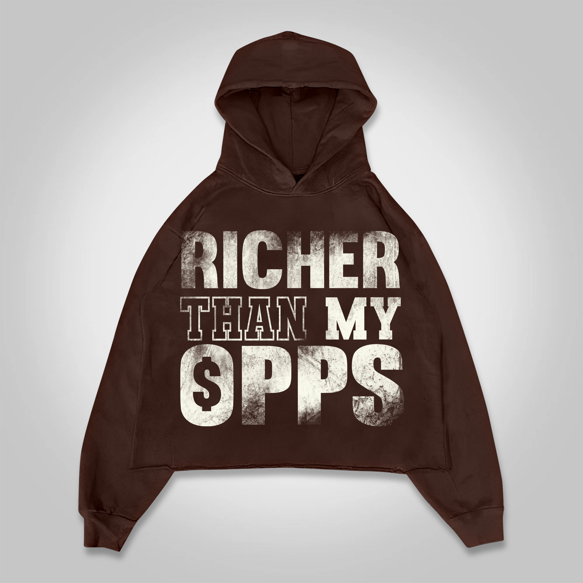 Hellxcity Richer Than My Opps Graphics Cropped Hoodie | HELLXCITY 