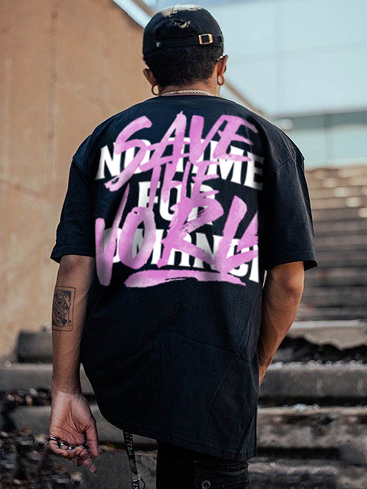 Hellxcity I Want to Save the World - Alphabet Pattern Print Cotton T-Shirt | HellxCity 