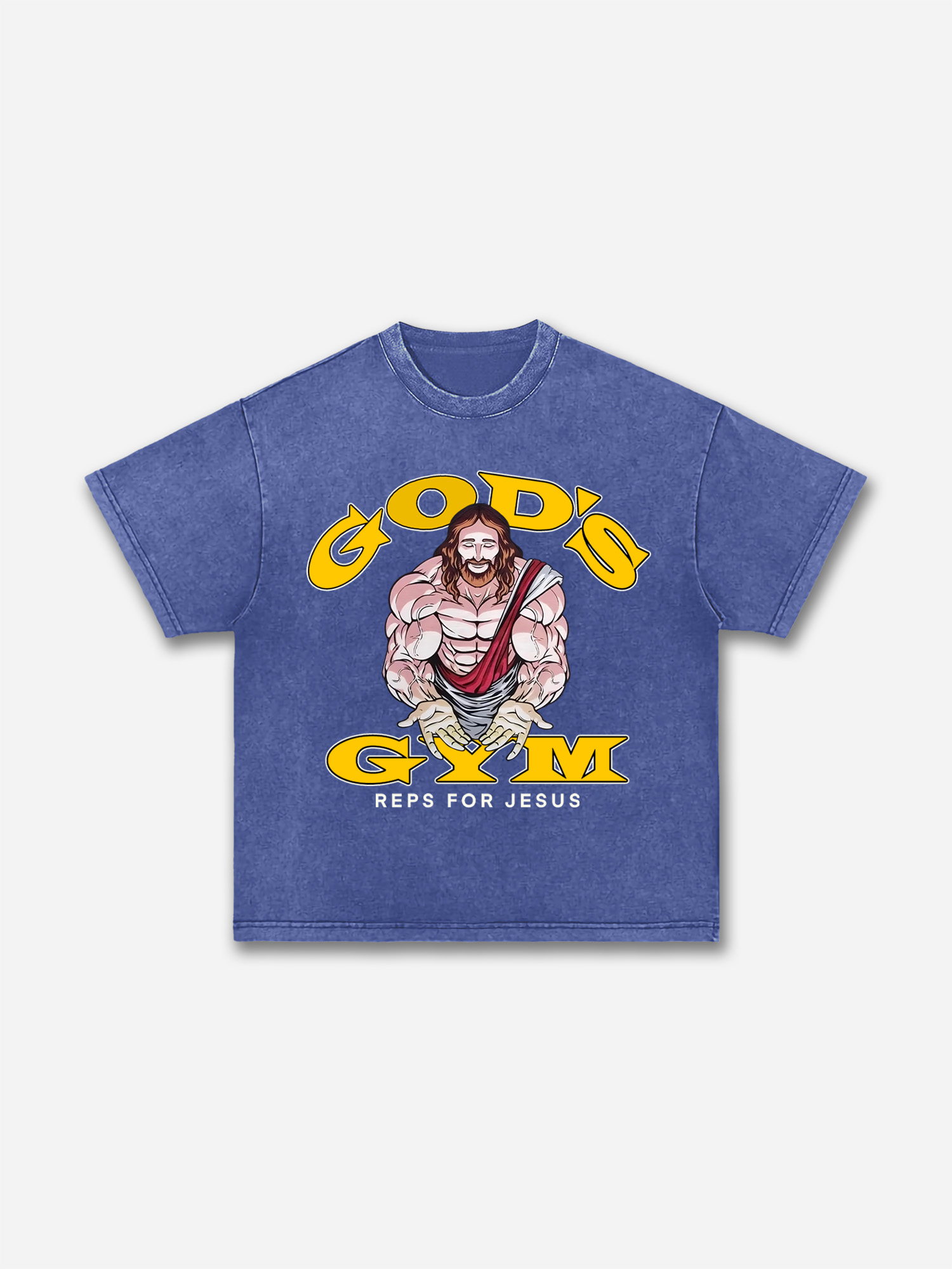 God's Gym Reps For Jesus Fitness Graphic Acid Wash T-shirt | HellxCity 