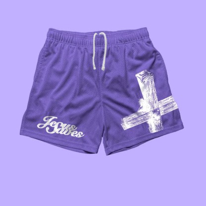 Men's Jesus Saves Print Mesh Shorts | HellxCity 