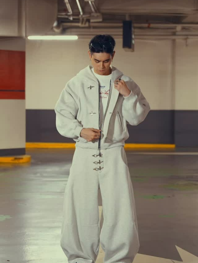 Y2k Retro Punk Gothic Gold Airplane Button Tracksuit