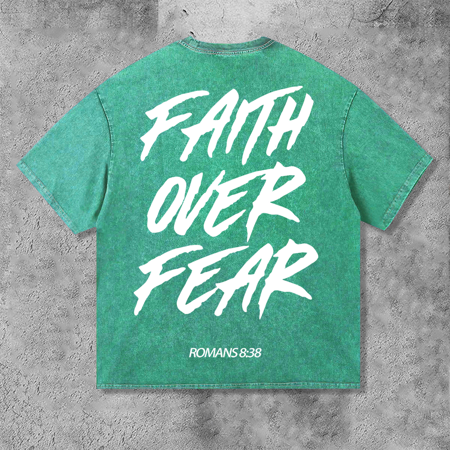 Hellxcity Romans 8：38 Faith Over Fear Graphic Print Washed T-Shirt | HellxCity 