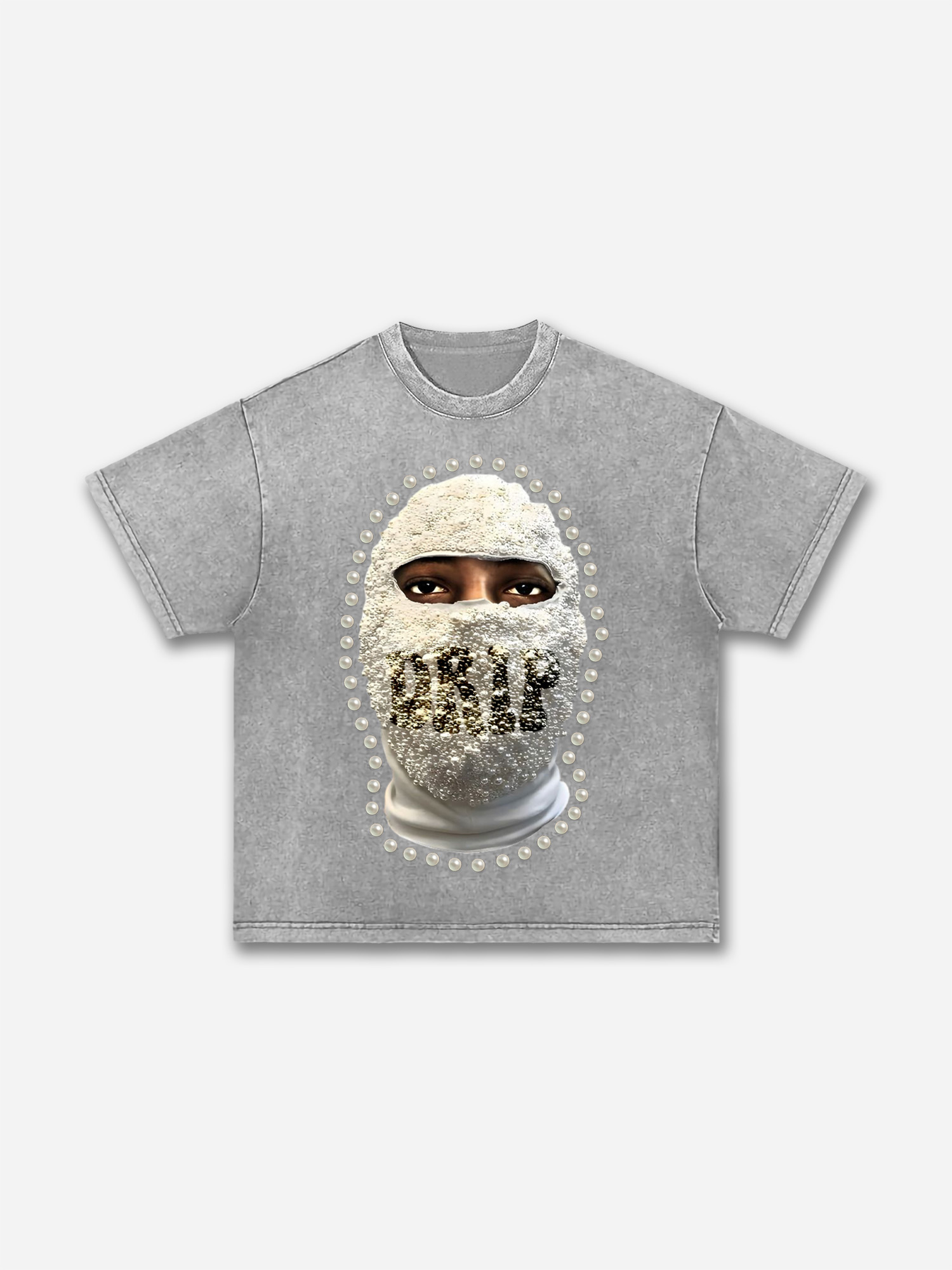'drip' Street Gang Pearl Mask Graphic Acid Wash T-shirt | HellxCity 