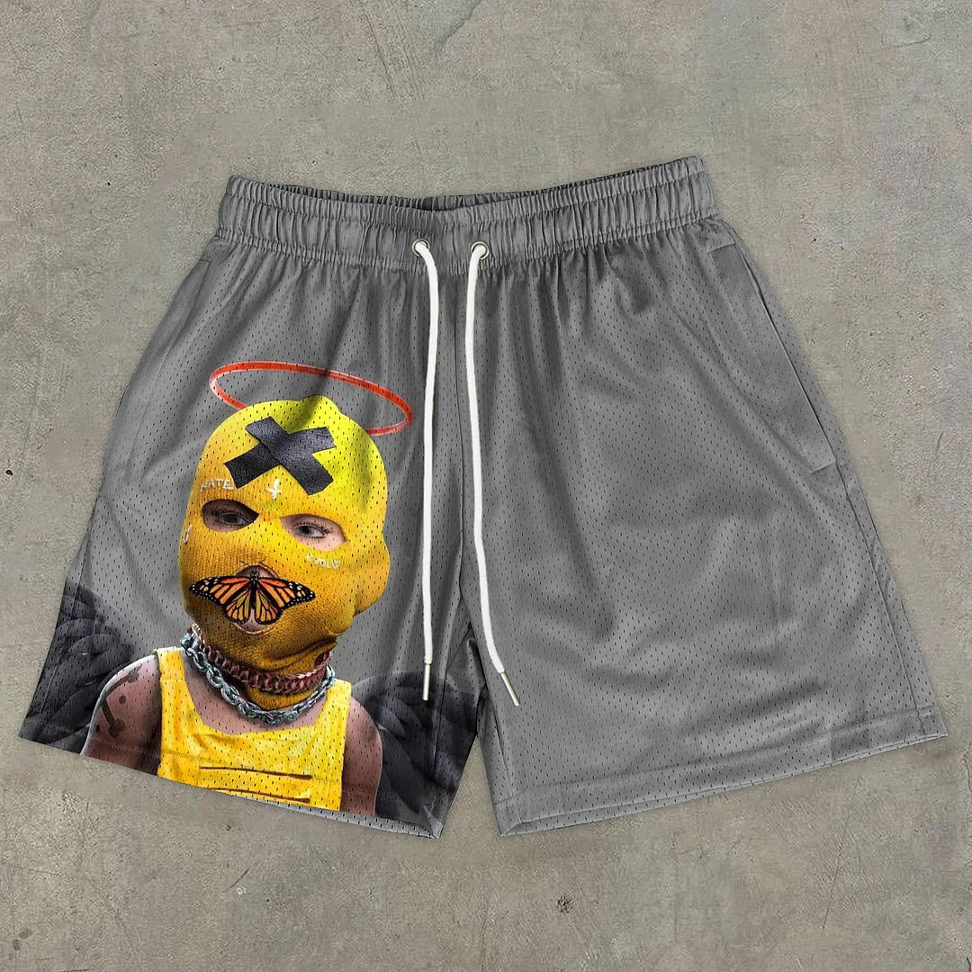 Men's Casual Statement Print Mesh Street Shorts | HellxCity 