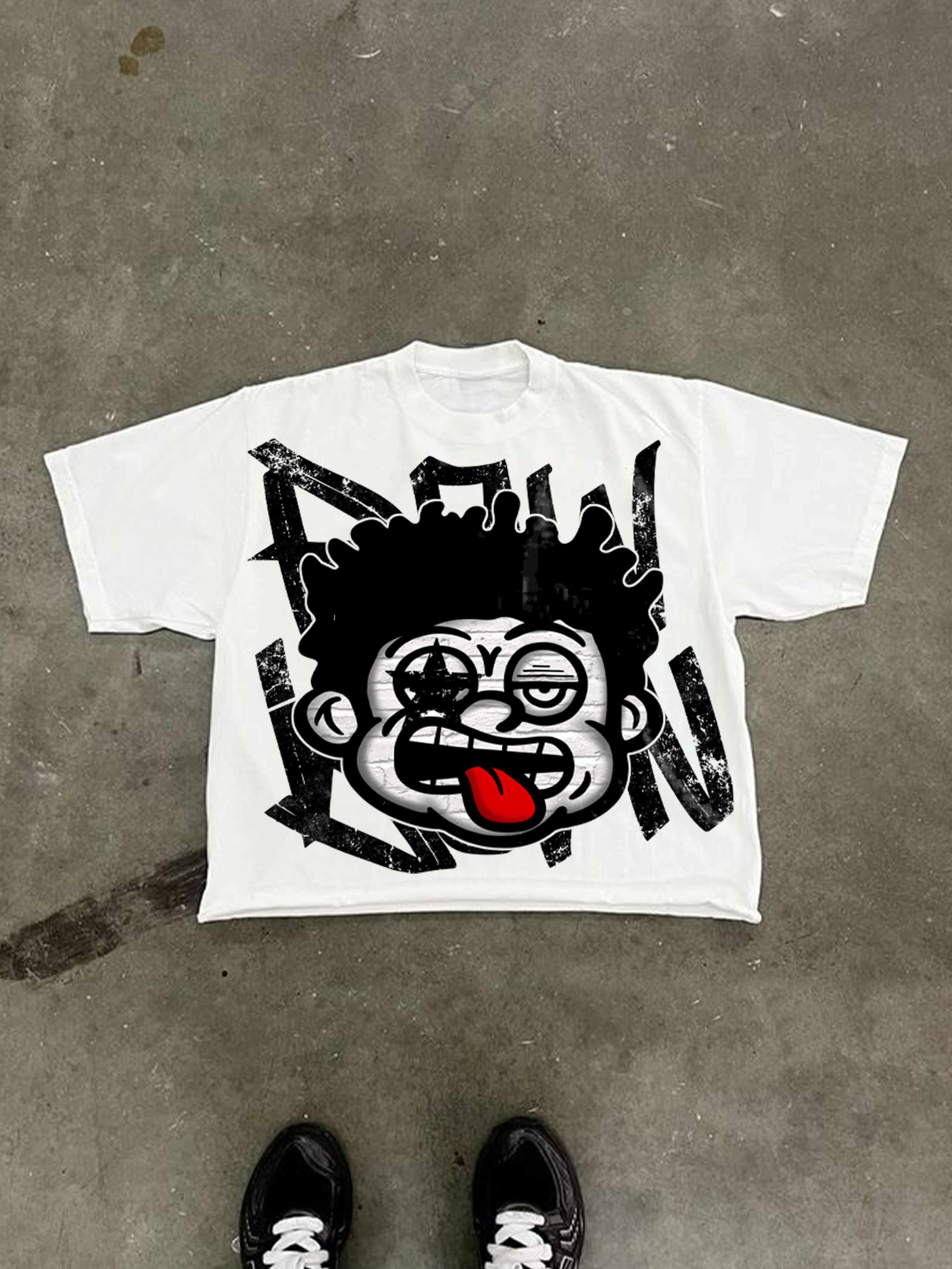 Big Face Retro Cartoon Graphic Cropped T-shirt | HellxCity | tee,Cropped T-Shirts