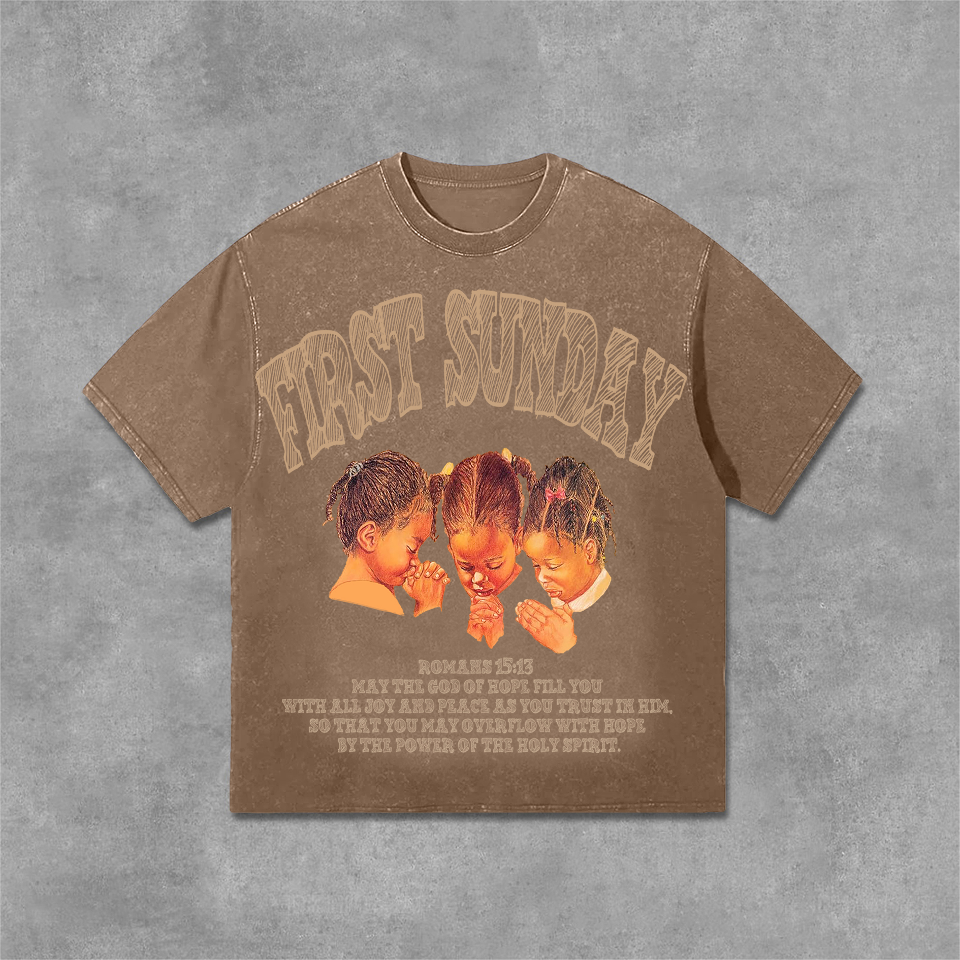 Hellxcity Retro First Sunday Faith Bible Graphic Print Washed T-Shirt | HellxCity 
