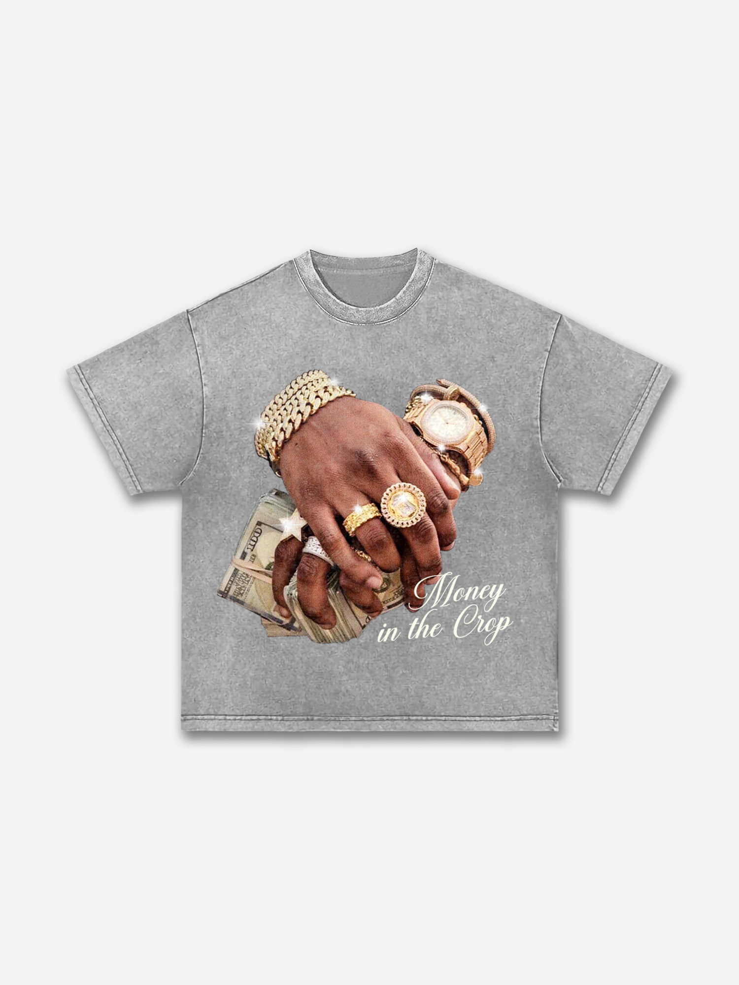 Money In The Bank Jewelry Graphic Acid Wash T-shirt | HellxCity 