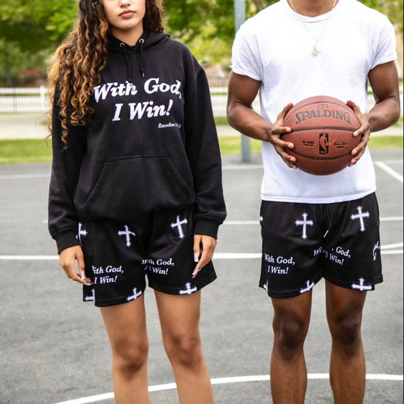 Hellxcity "With God,I Win" Mesh Street Shorts | HELLXCITY 