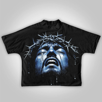 Jesus Wept Digital Direct Injection Printed Graphics Cropped T-Shirts | HellxCity 