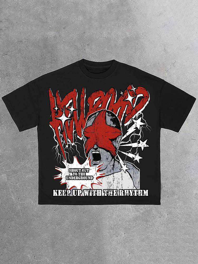 Hellxcity Hell Road Fun Portrait Graphic Print Cotton T-Shirt | HellxCity 