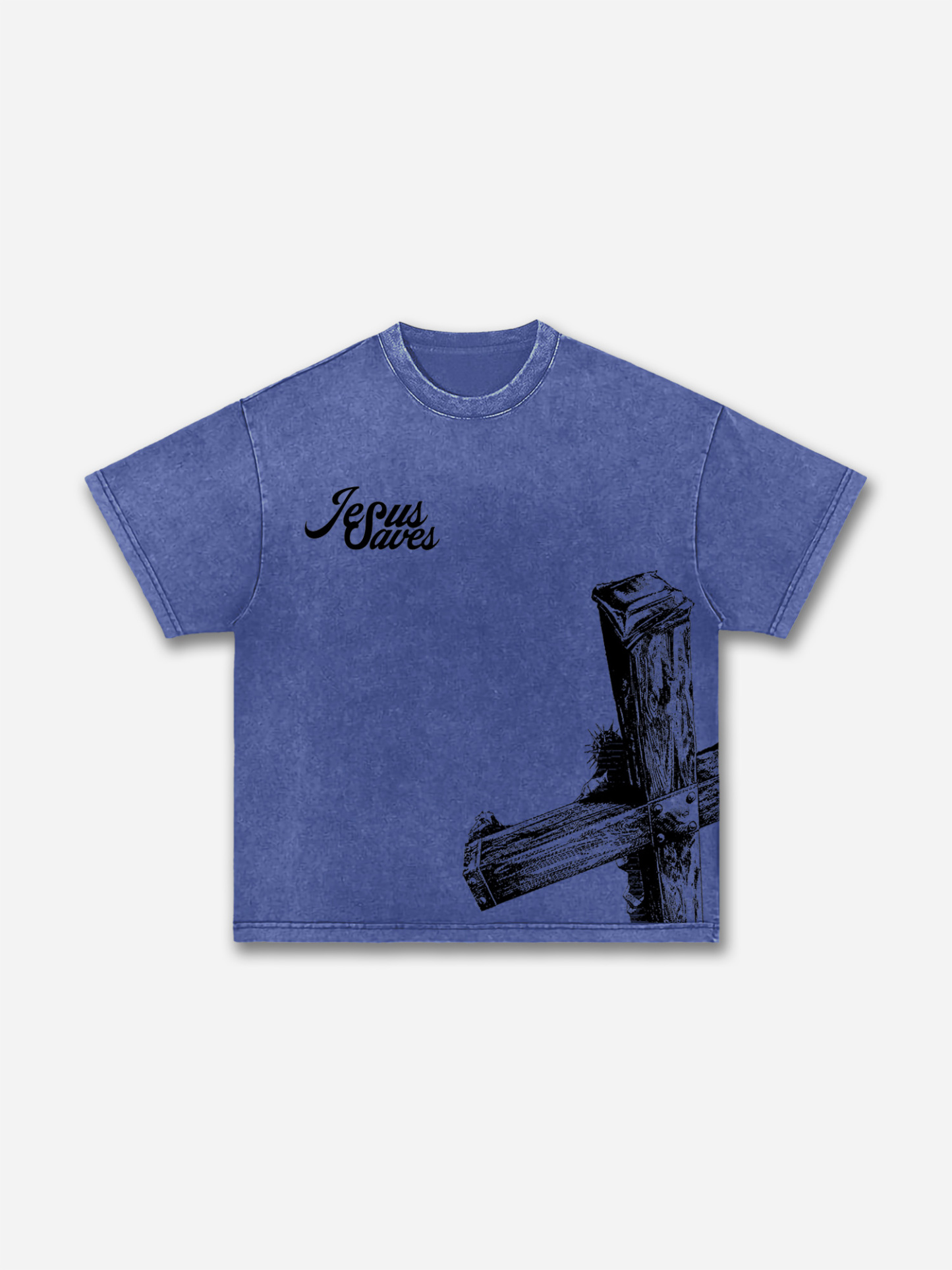 Hellxcity Casual Jesus Saves Graphic Washed T-Shirt | HellxCity 