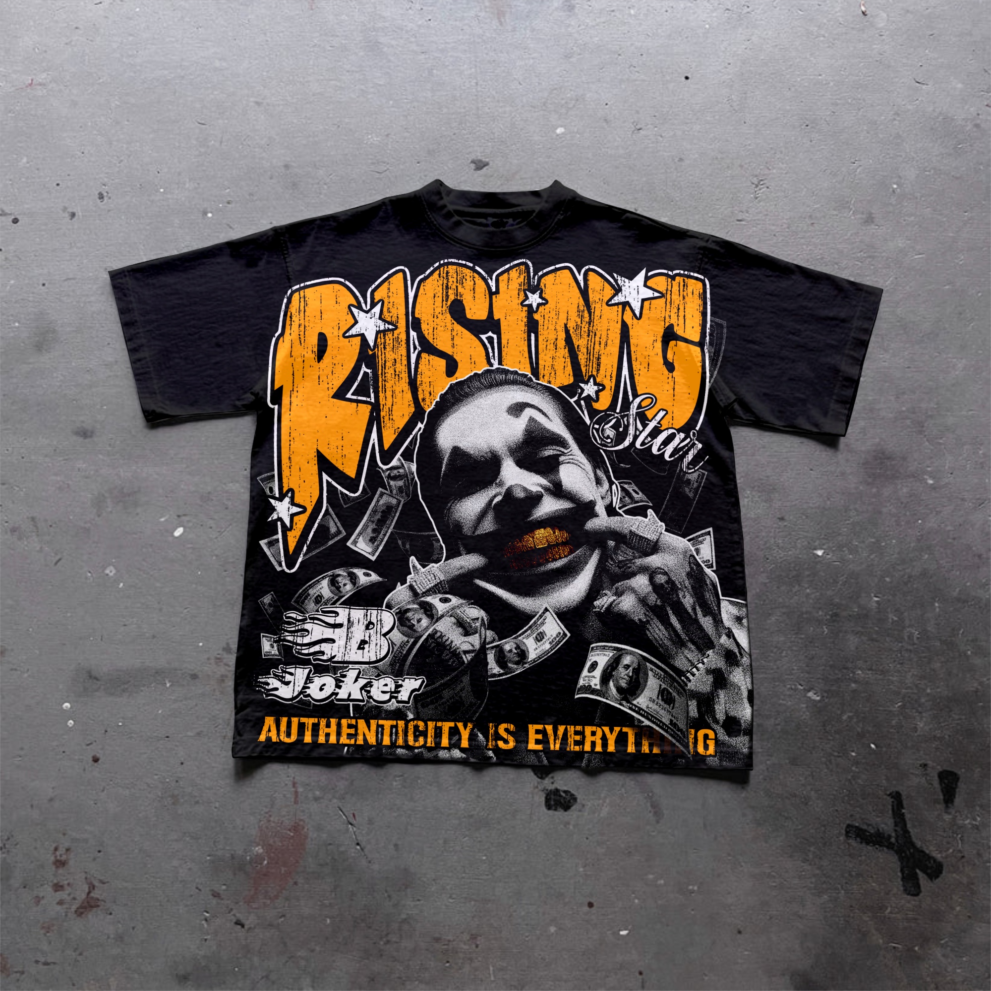 Hellxcity Joker Money On The Street Authenticity Is The Most Important Old Graphic T-shirt | HellxCity 