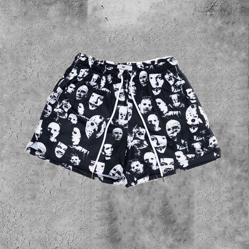 Men's Hip Hop Horror Face Street Print Fashion Street Shorts | HellxCity 