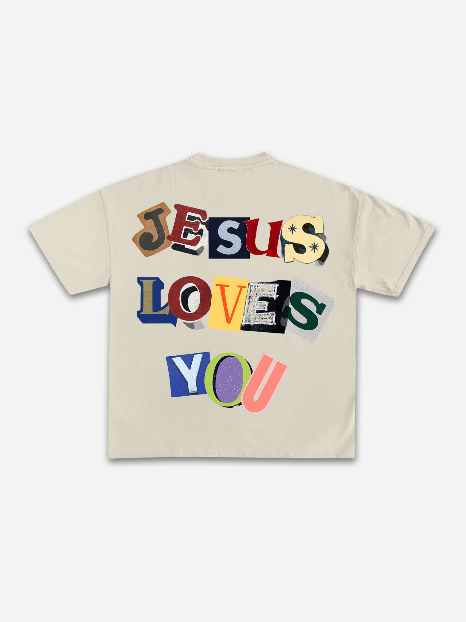 Jesus Loves You Collage Graphic Cotton T-shirt | HellxCity 