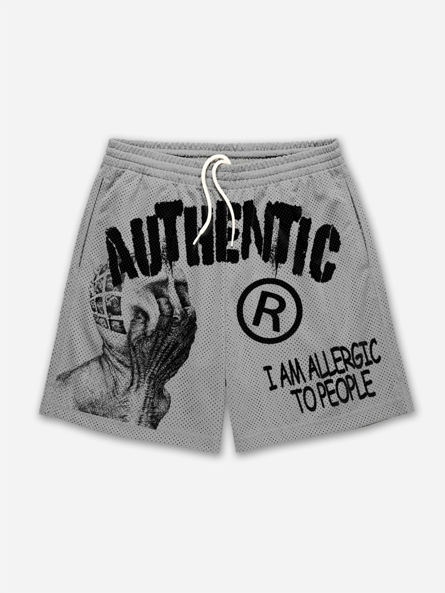 Men's I Am Allergic To People Graphic Print Mesh Shorts | HellxCity 