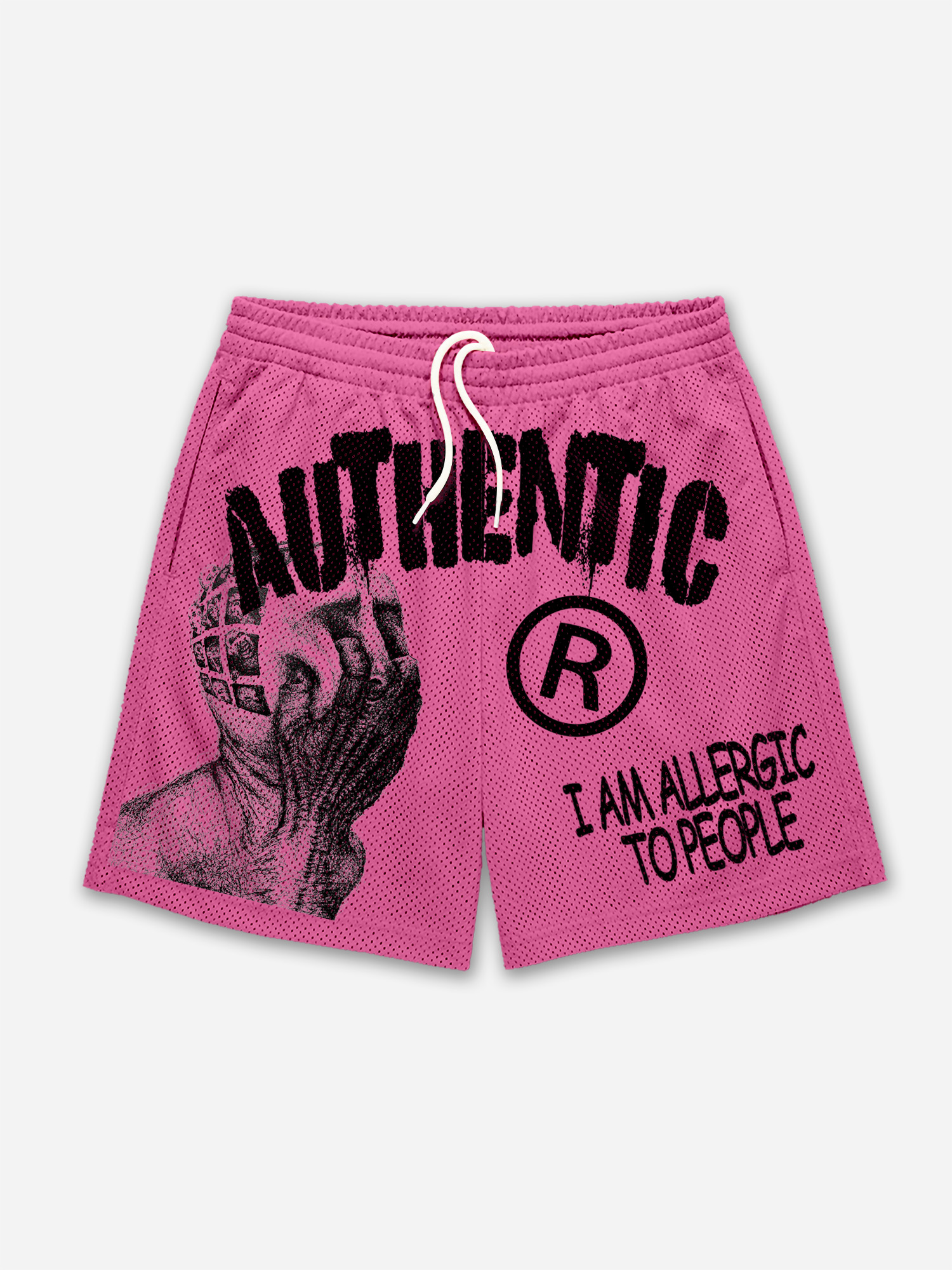 Men's I Am Allergic To People Graphic Print Mesh Shorts | HellxCity 