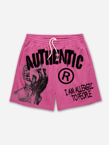 Men's I Am Allergic To People Graphic Print Mesh Shorts | HellxCity 