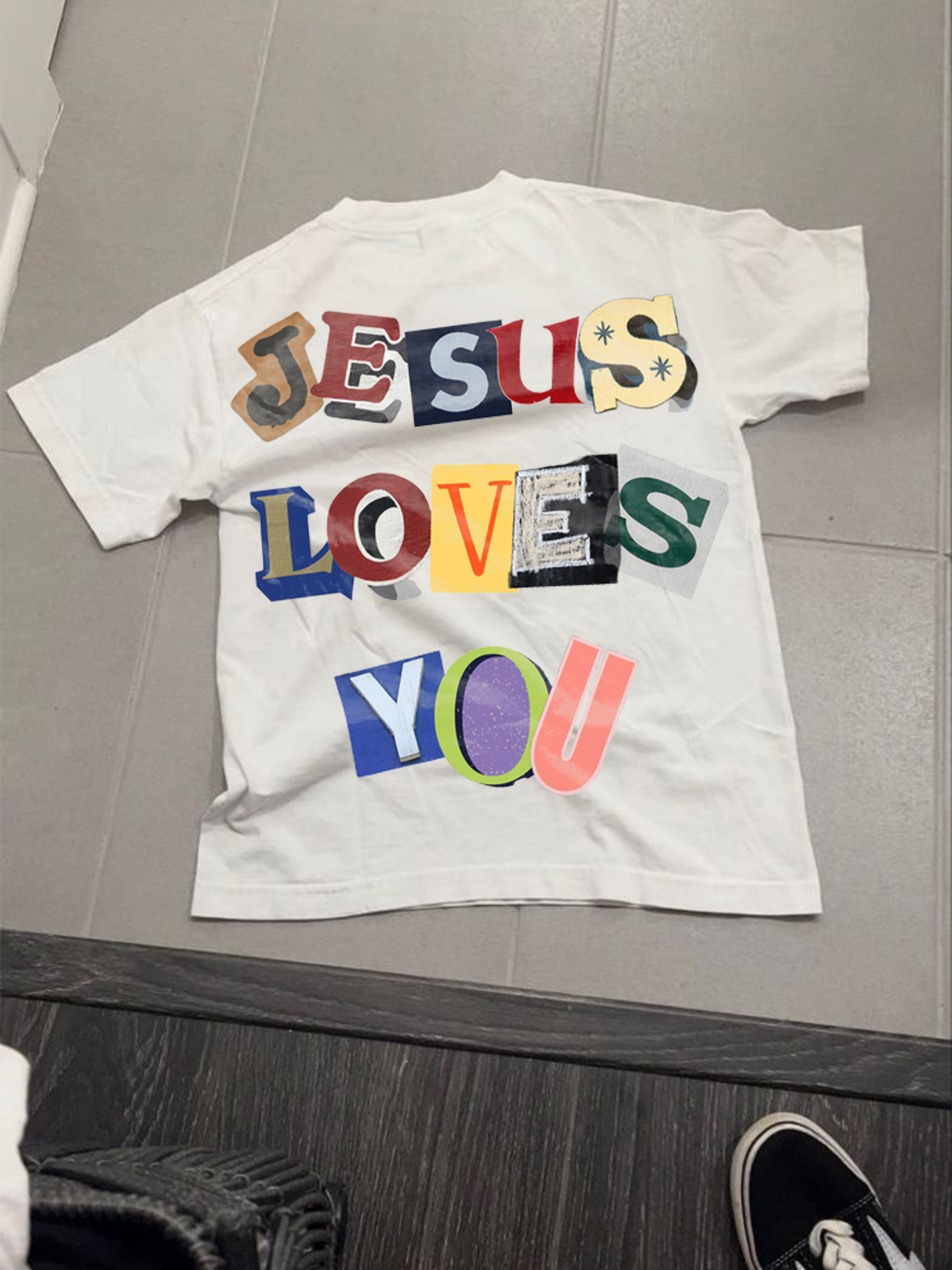 Jesus Loves You Collage Graphic Cotton T-shirt | HellxCity 