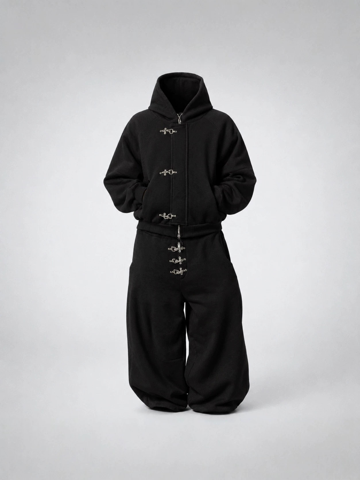 Y2k Retro Punk Gothic Gold Airplane Button Tracksuit