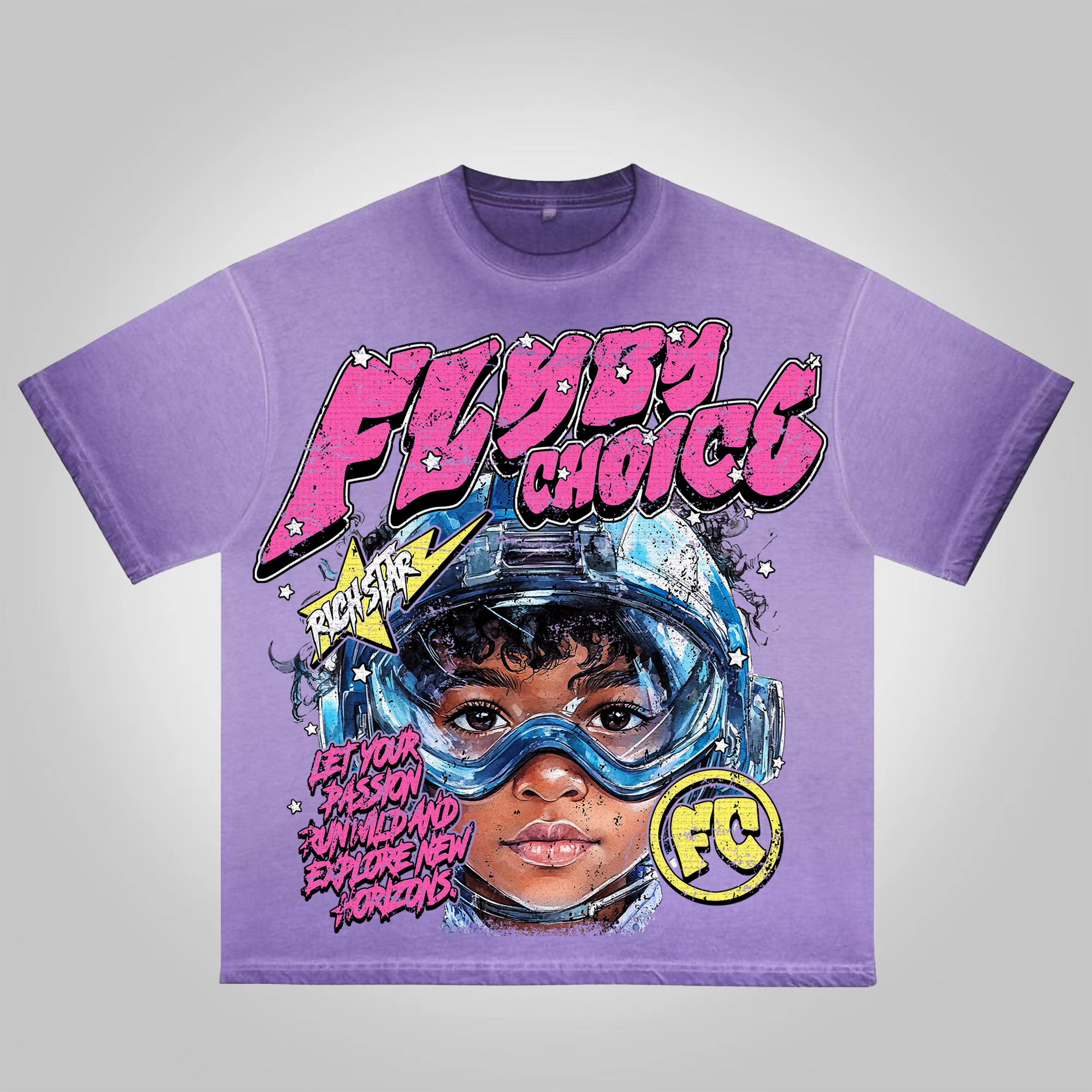 Hellxcity Vintage Fly By Choice Graphic Washed Cotton T-Shirt | HELLXCITY 