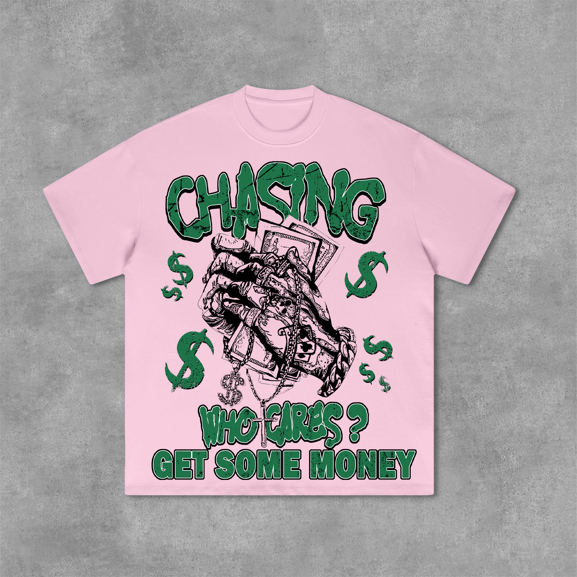 Hellxcity Vintage Chasing Money Graphic Print Cotton T-Shirt | HellxCity 