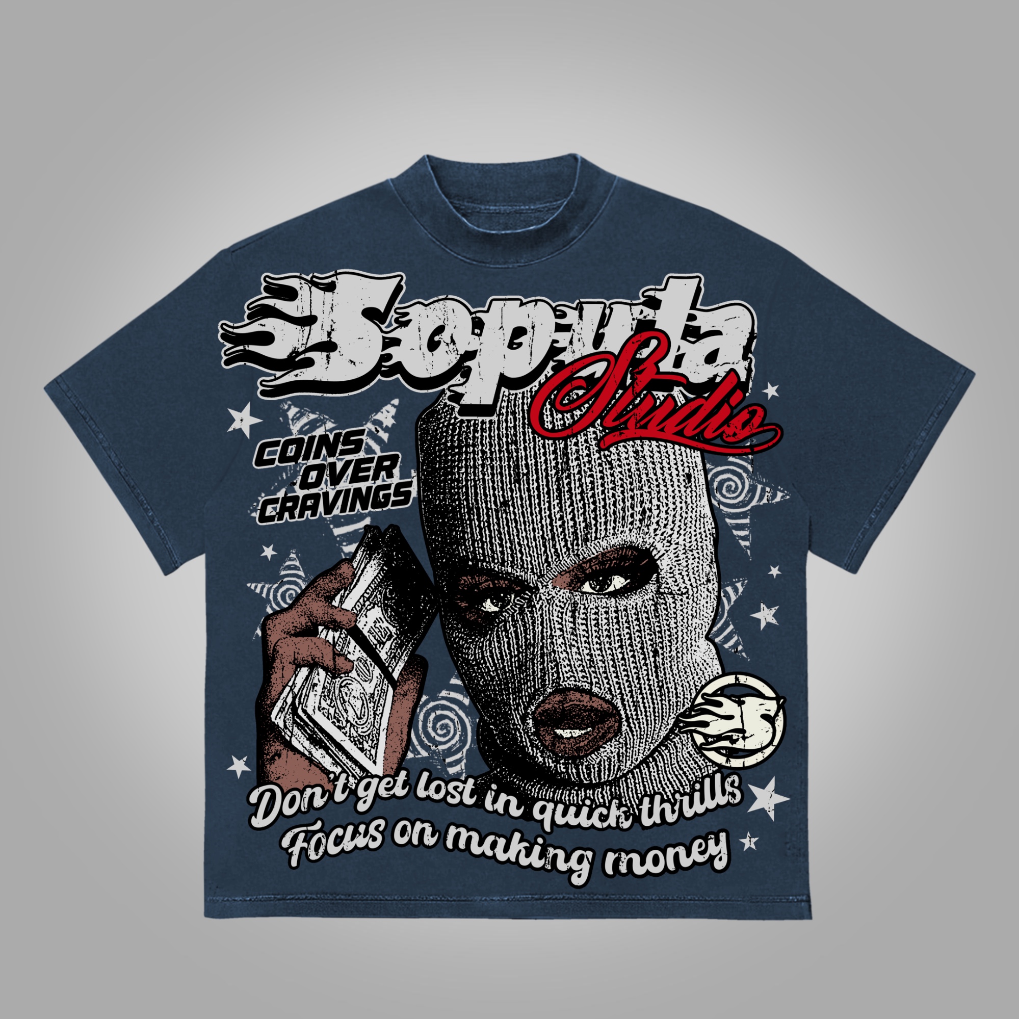 Hellxcity Studio Street Faith - Money Make Vintage Graphics Cotton T-Shirt | HellxCity 