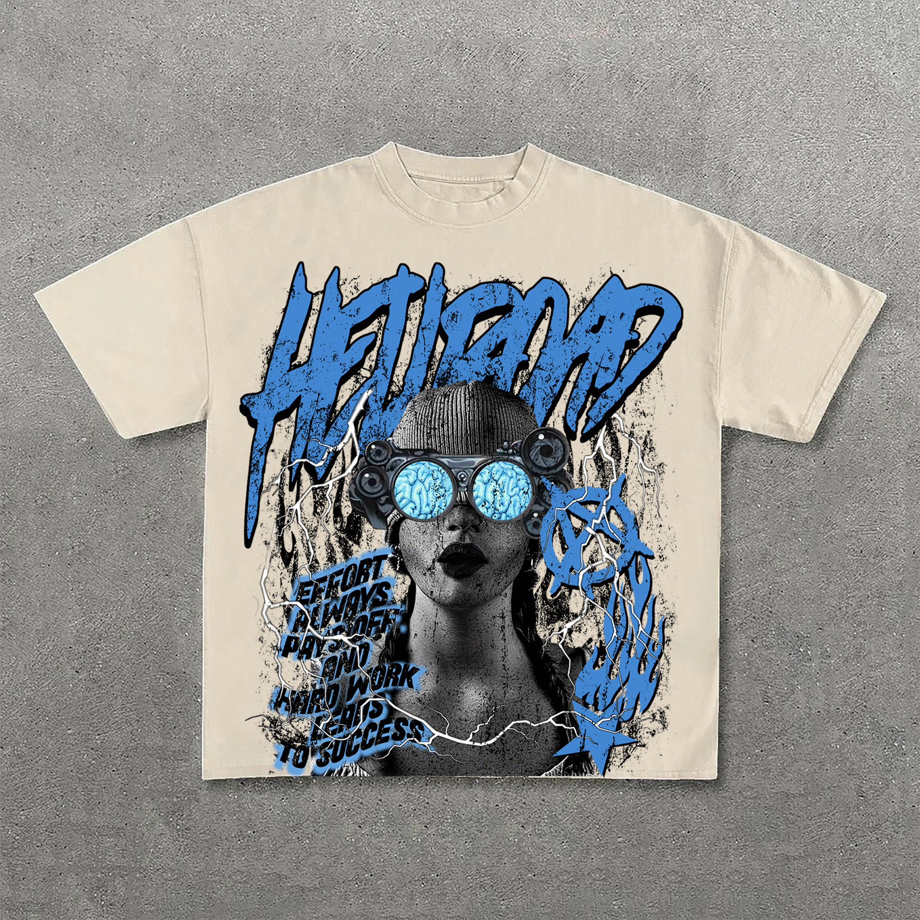 Hellxcity Hell Road Retro Fun Portrait Print Cotton T-Shirt | HellxCity 