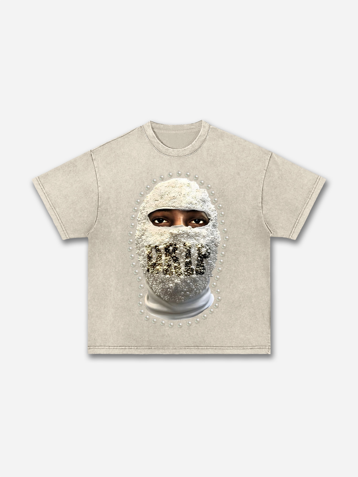 'drip' Street Gang Pearl Mask Graphic Acid Wash T-shirt | HellxCity 