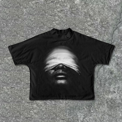 Hellxcity Vintage Mummy Portrait Graphic Print Cropped T-Shirts | HellxCity 