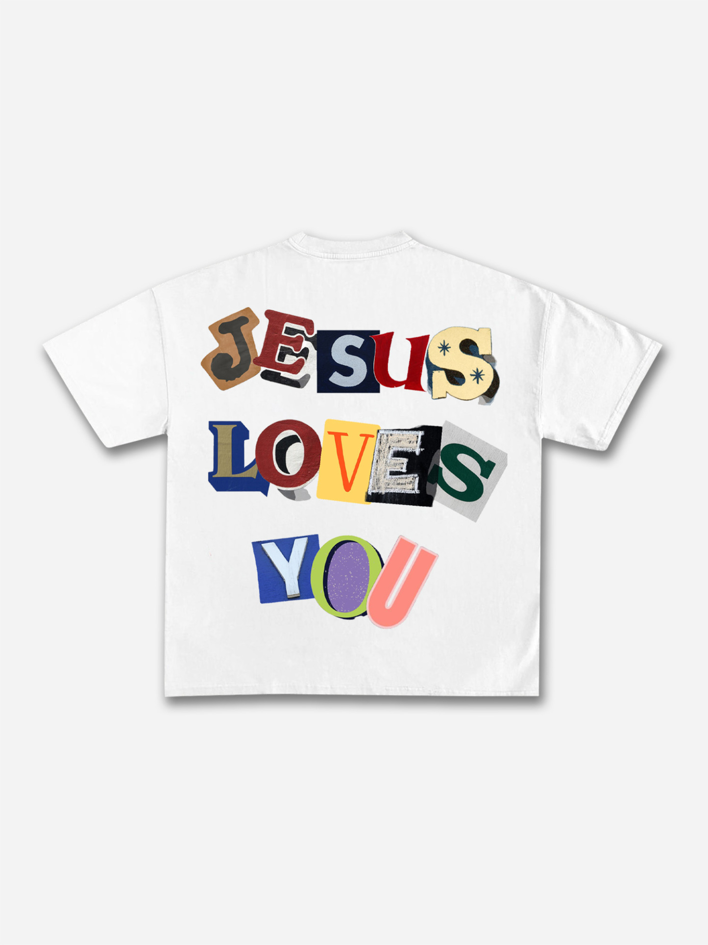 Jesus Loves You Collage Graphic Cotton T-shirt | HellxCity 