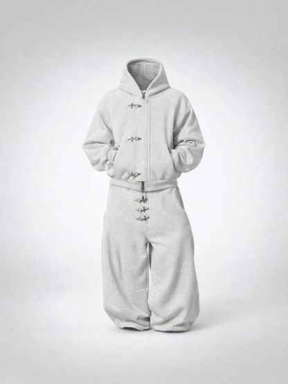 Y2k Retro Punk Gothic Gold Airplane Button Tracksuit